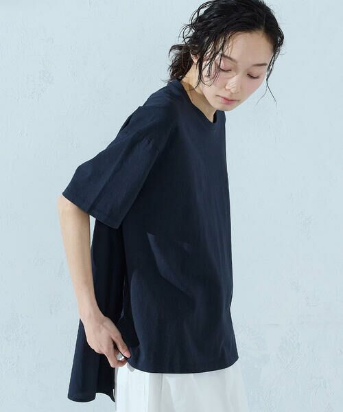COMME CA ISM / コムサイズム カットソー | バックフレア Tシャツ（ネイビー）