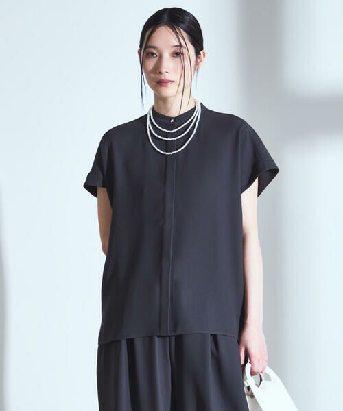 COMME CA ISM / コムサイズム シャツ・ブラウス | 【セットアップ対応】シフォンジョーゼット バックプリーツブラウス（チャコール）