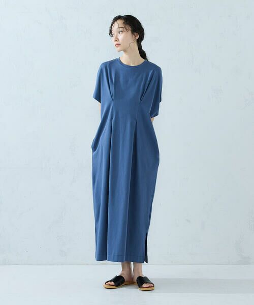 COMME CA ISM / コムサイズム ロング・マキシ丈ワンピース | タックワンピース(ブルー)