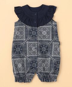 COMME CA ISM / コムサイズム ロンパース | バンダナ柄プリント フェイクレイヤード フリルカバーオール