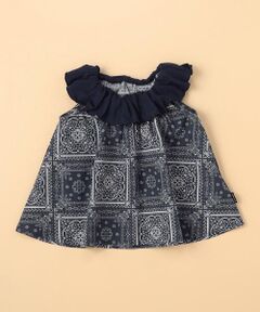 COMME CA ISM / コムサイズム ベビー・キッズグッズ | バンダナ柄プリント衿フリル ノースリーブブラウス(ベビーサイズ)