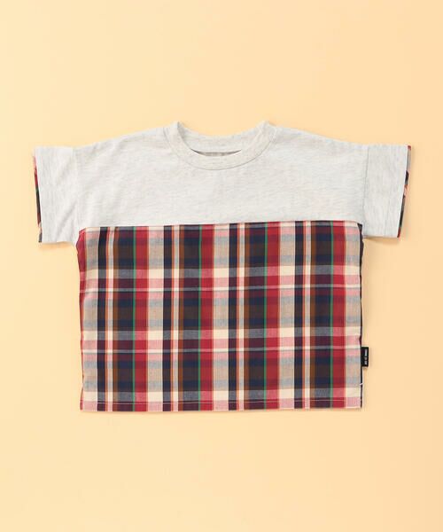 COMME CA ISM / コムサイズム ベビー・キッズグッズ | マドラスチェック 半袖Tシャツ(ベビーサイズ)（レッド系）