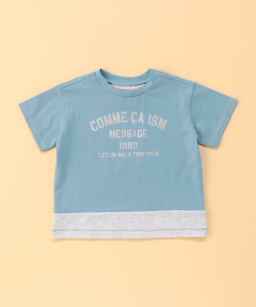 COMME CA ISM / コムサイズム ベビー・キッズグッズ | 箔プリント 半袖Tシャツ(ベビーサイズ)（サックス）