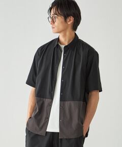 COMME CA ISM / コムサイズム シャツ・ブラウス | リップストップ ナイロンストレッチ 半袖ブロッキングシャツ / セットアップ対応