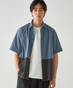COMME CA ISM / コムサイズム シャツ・ブラウス | リップストップ ナイロンストレッチ 半袖ブロッキングシャツ / セットアップ対応