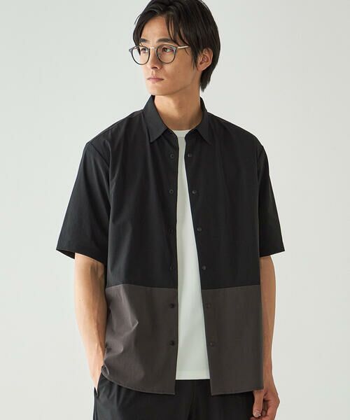 COMME CA ISM / コムサイズム シャツ・ブラウス | リップストップ ナイロンストレッチ 半袖ブロッキングシャツ / セットアップ対応 | 詳細3