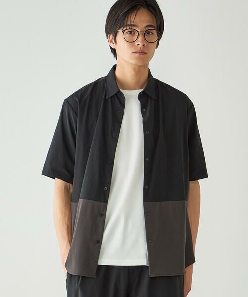 COMME CA ISM / コムサイズム シャツ・ブラウス | リップストップ ナイロンストレッチ 半袖ブロッキングシャツ / セットアップ対応 | 詳細6