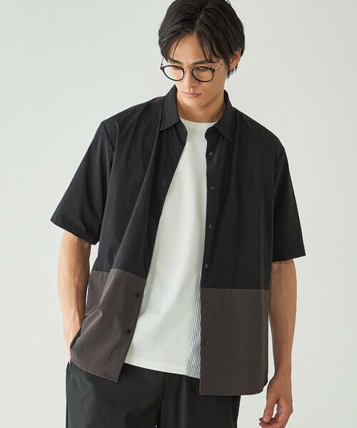 COMME CA ISM / コムサイズム シャツ・ブラウス | リップストップ ナイロンストレッチ 半袖ブロッキングシャツ / セットアップ対応 | 詳細7