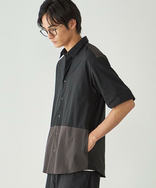 COMME CA ISM / コムサイズム シャツ・ブラウス | リップストップ ナイロンストレッチ 半袖ブロッキングシャツ / セットアップ対応 | 詳細8
