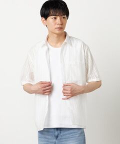 COMME CA ISM / コムサイズム シャツ・ブラウス | トリコットレース ショートポイントカラー 半袖シャツ