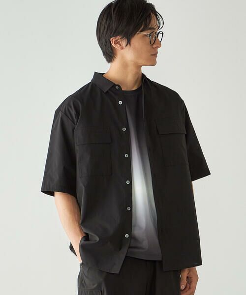COMME CA ISM / コムサイズム シャツ・ブラウス | AIR LINK ポリエステルメッシュ 半袖CPOシャツ（ブラック）