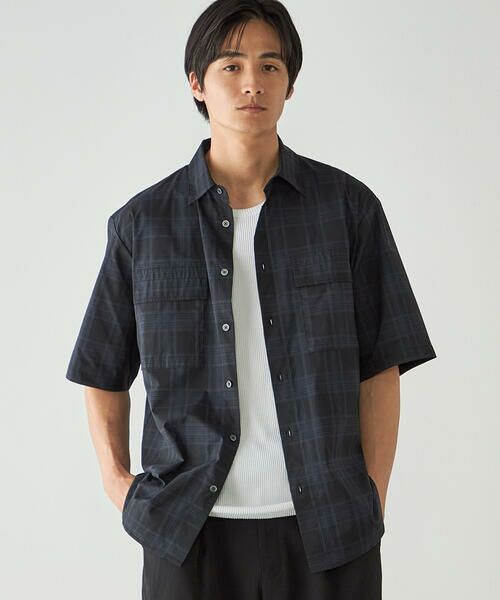 COMME CA ISM / コムサイズム シャツ・ブラウス | AIR LINK ポリエステルメッシュ 半袖CPOシャツ（チェック）