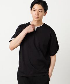 COMME CA ISM / コムサイズム Tシャツ | 【接触冷感】USAコットン フェイクレイヤード キーネックTシャツ
