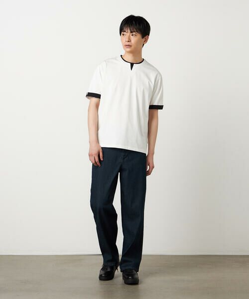 COMME CA ISM / コムサイズム Tシャツ | 【接触冷感】USAコットン フェイクレイヤード キーネックTシャツ | 詳細1
