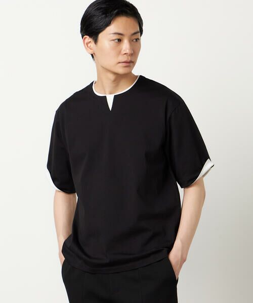 COMME CA ISM / コムサイズム Tシャツ | 【接触冷感】USAコットン フェイクレイヤード キーネックTシャツ | 詳細11