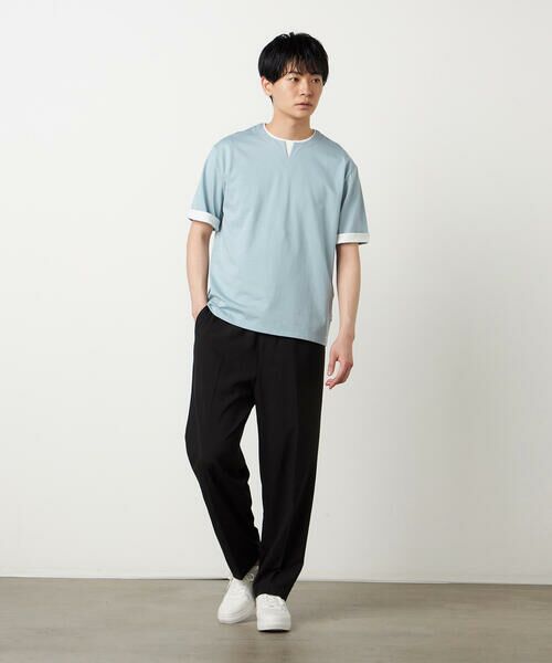 COMME CA ISM / コムサイズム Tシャツ | 【接触冷感】USAコットン フェイクレイヤード キーネックTシャツ | 詳細13
