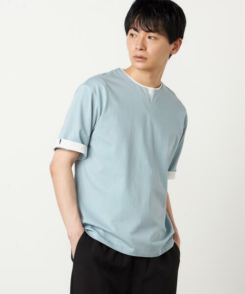 COMME CA ISM / コムサイズム Tシャツ | 【接触冷感】USAコットン フェイクレイヤード キーネックTシャツ | 詳細15