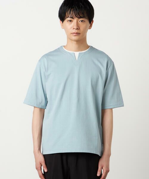 COMME CA ISM / コムサイズム Tシャツ | 【接触冷感】USAコットン フェイクレイヤード キーネックTシャツ | 詳細16