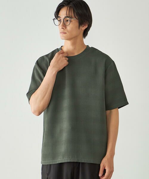 COMME CA ISM / コムサイズム Tシャツ | リンクスボーダーTシャツ(カーキ)