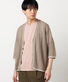 COMME CA ISM / コムサイズム カーディガン・ボレロ | リネンライク ケーブルニット 5分袖カーディガン