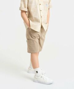 COMME CA ISM / コムサイズム ショート・ハーフ・半端丈パンツ | コットンナチュラルストレッチ 配色ステッチ切替ハーフパンツ