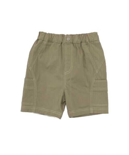 COMME CA ISM / コムサイズム ショート・ハーフ・半端丈パンツ | コットンナチュラルストレッチ 配色ステッチ切替ハーフパンツ | 詳細4