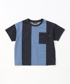 COMME CA ISM / コムサイズム Tシャツ | デニムライクジャージー 切替半袖Tシャツ
