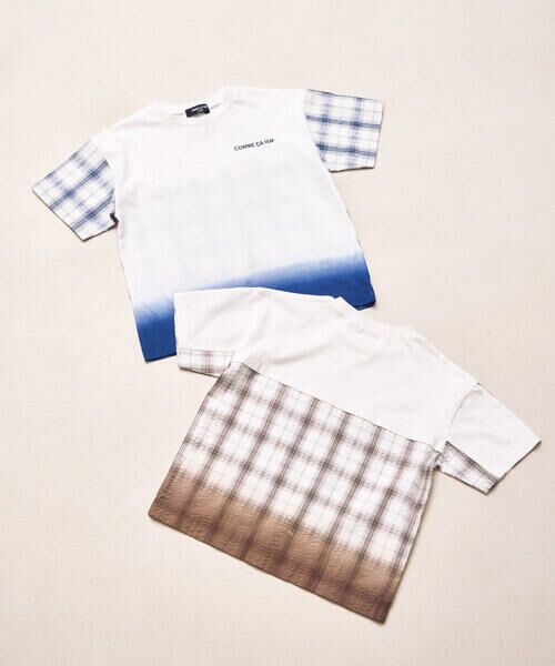 COMME CA ISM / コムサイズム Tシャツ | サッカーチェック 切替グラデーション染め 半袖Tシャツ | 詳細6