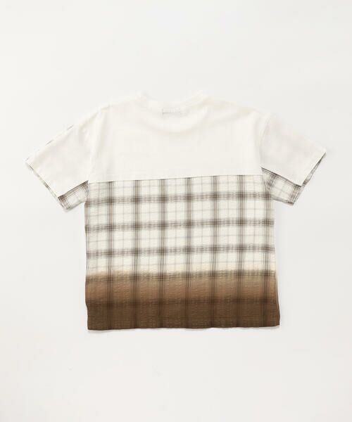 COMME CA ISM / コムサイズム Tシャツ | サッカーチェック 切替グラデーション染め 半袖Tシャツ | 詳細8