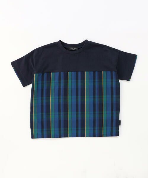 COMME CA ISM / コムサイズム Tシャツ | マドラスチェック 半袖Tシャツ（ネイビー系）