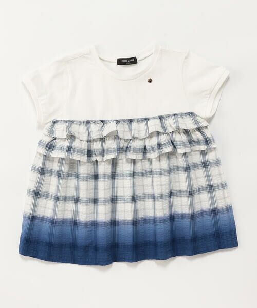 COMME CA ISM / コムサイズム Tシャツ | サッカーチェック 切替グラデーション染め チュニックTシャツ | 詳細3