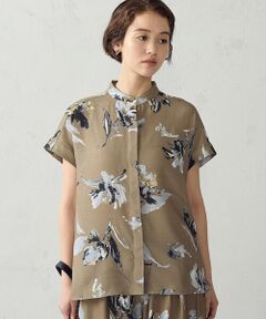 COMME CA ISM / コムサイズム シャツ・ブラウス | 【セットアップ対応】ボタニカルプリント バンドカラーフレンチスリーブブラウス