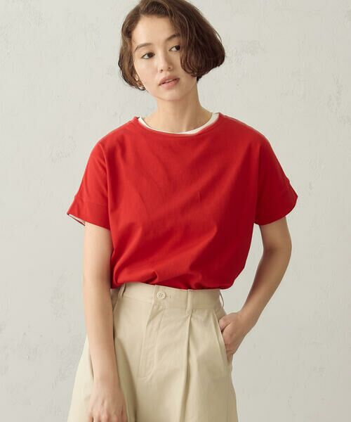 COMME CA ISM / コムサイズム カットソー | 日本の色 カラーTシャツ(唐紅色)