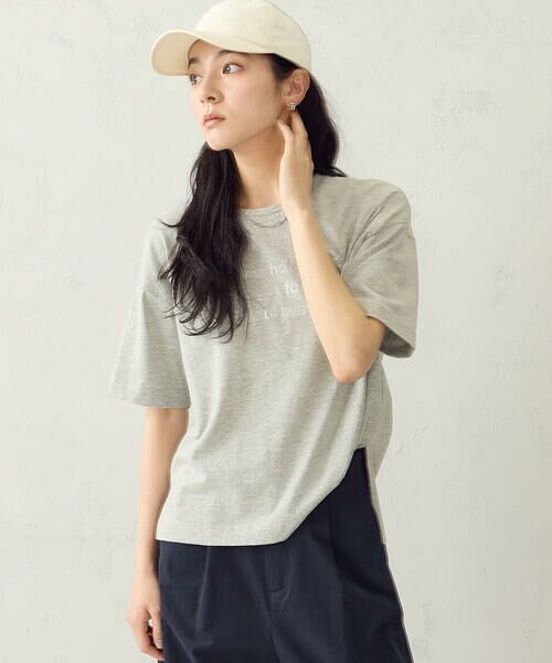 COMME CA ISM / コムサイズム カットソー | グリッターラメ Tシャツ(グレー)