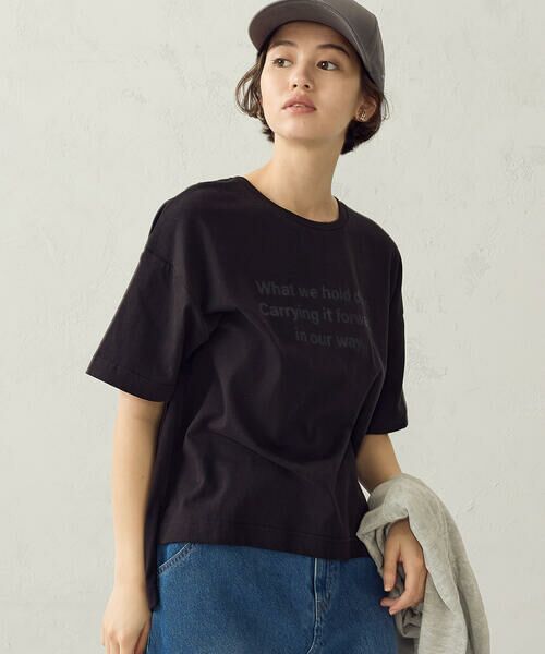COMME CA ISM / コムサイズム カットソー | グリッターラメ Tシャツ(ブラック)