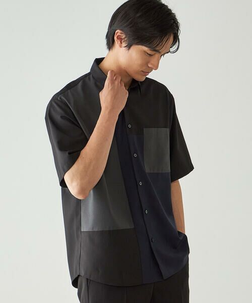 COMME CA ISM / コムサイズム シャツ・ブラウス | ウールライク ポリエステル レーヨンツイルショートポイント ブロッキング半袖シャツ | 詳細22