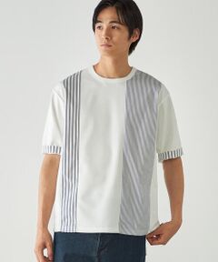 COMME CA ISM / コムサイズム Tシャツ | ストライプ ブロッキングTシャツ