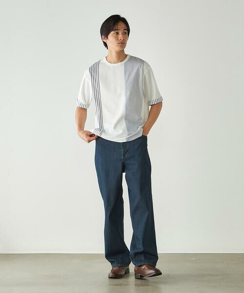 COMME CA ISM / コムサイズム Tシャツ | ストライプ ブロッキングTシャツ | 詳細1