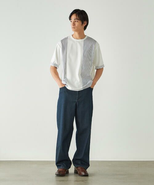 COMME CA ISM / コムサイズム Tシャツ | ストライプ ブロッキングTシャツ | 詳細2