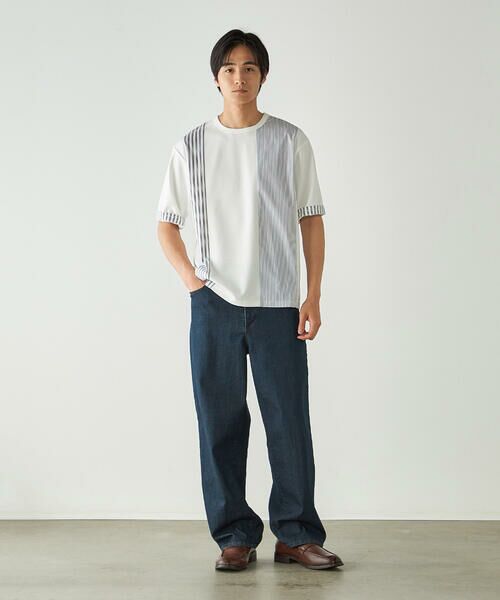 COMME CA ISM / コムサイズム Tシャツ | ストライプ ブロッキングTシャツ | 詳細3