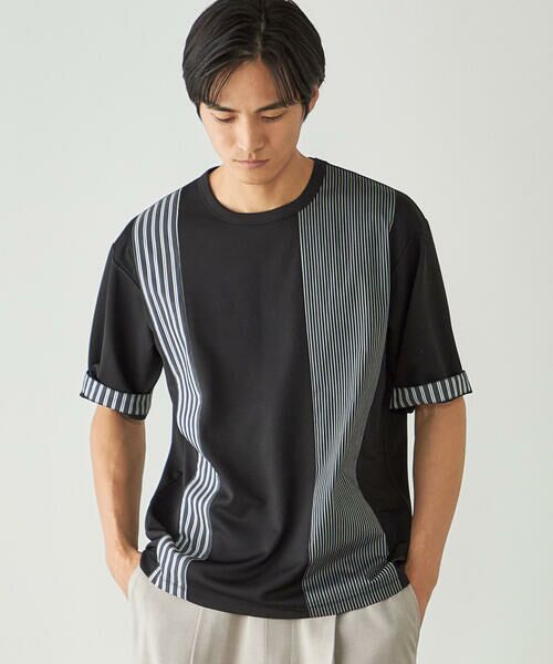 COMME CA ISM / コムサイズム Tシャツ | ストライプ ブロッキングTシャツ | 詳細8