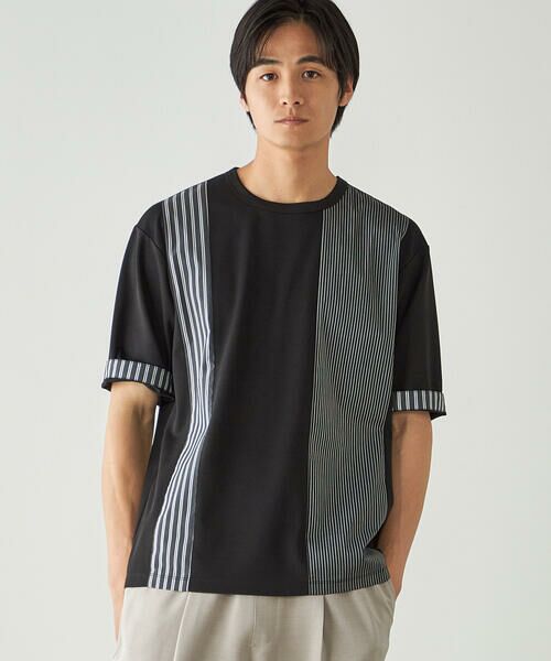 COMME CA ISM / コムサイズム Tシャツ | ストライプ ブロッキングTシャツ | 詳細9