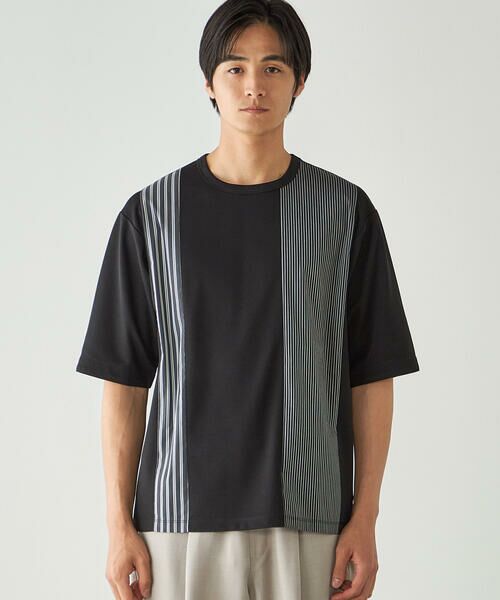 COMME CA ISM / コムサイズム Tシャツ | ストライプ ブロッキングTシャツ | 詳細10