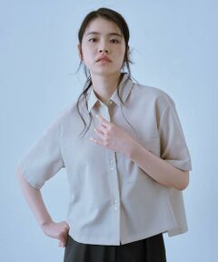 COMME CA ISM / コムサイズム シャツ・ブラウス | 麻調ポリエステル クロップドシャツ