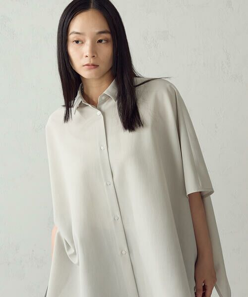 COMME CA ISM / コムサイズム シャツ・ブラウス | 麻調ポリエステル オバーサイズシャツ(ベージュ)