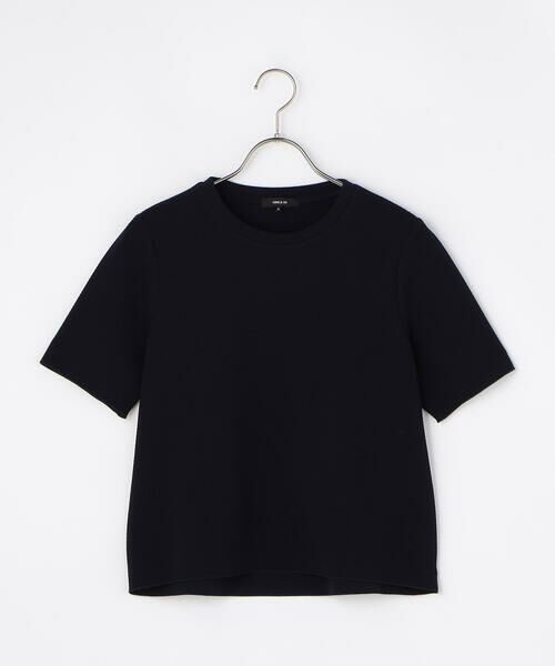 COMME CA ISM / コムサイズム カットソー | 膨れジャガード ベーシック Tシャツ/セットアップ対応（ネイビー）