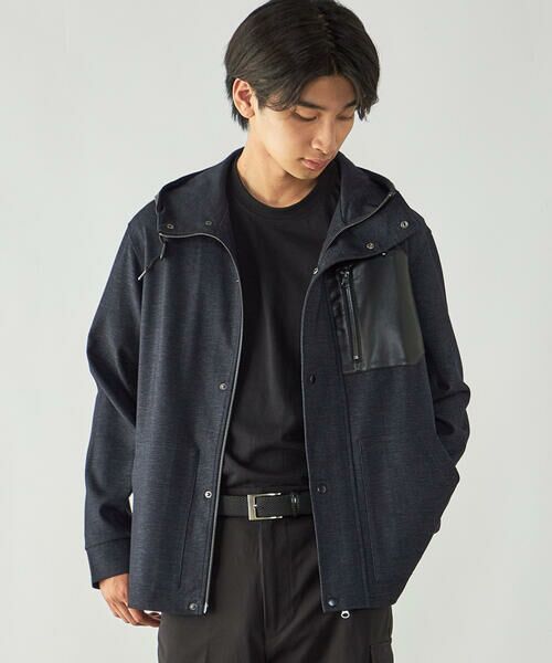 COMME CA ISM / コムサイズム ブルゾン | デニムライク ストレッチ デッキブルゾン（ネイビー）