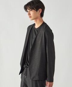COMME CA ISM / コムサイズム ノーカラージャケット | デニムライク ストレッチ ノーカラージャケット