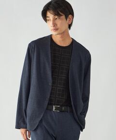 COMME CA ISM / コムサイズム ノーカラージャケット | デニムライク ストレッチ ノーカラージャケット