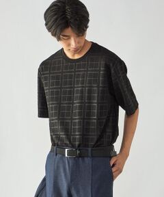 COMME CA ISM / コムサイズム Tシャツ | エンボスチェック クルーネックTシャツ